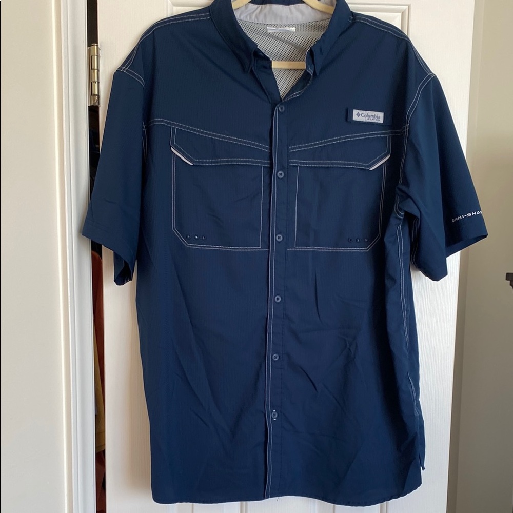 Columbia PFG Navy Short Sleeve Shirt